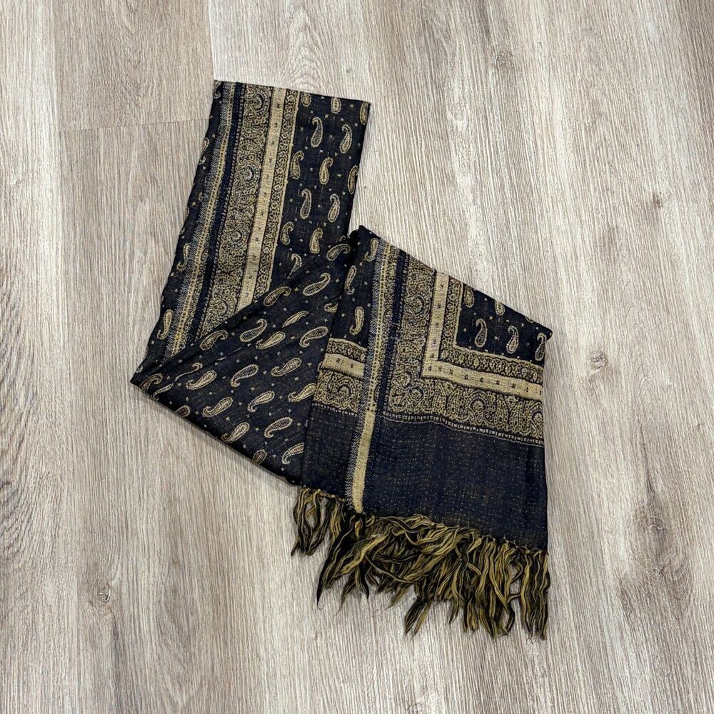 Kashmiri Embroidered 100% Pure Wool Shawl 82”x 27.5” Large Multicolor